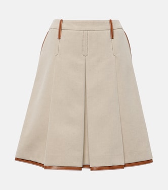 Midirock aus Canvas mit Leder | Miu Miu