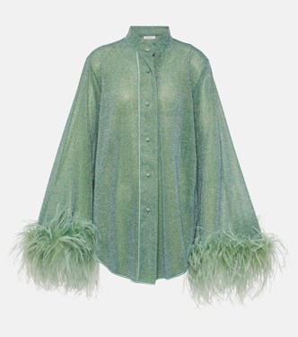 Hemd Lumière Plumage aus Lamé mit Federn | Oséree