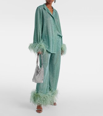 Hemd Lumière Plumage aus Lamé mit Federn | Oséree