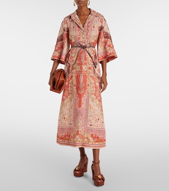 Abito midi Wylie in lino con stampa | Zimmermann