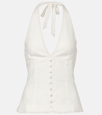 Marie shirred halterneck linen top | Faithfull