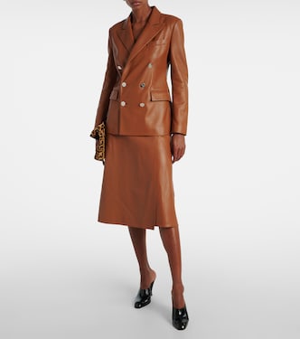 Jacqueline leather midi skirt  | Ralph Lauren Collection