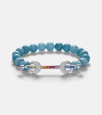Bracciale Chakra in oro bianco 18kt con diamanti e pietre preziose | Ananya