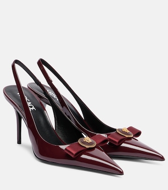 Gianni Ribbon 85 patent leather slingback pumps | Versace
