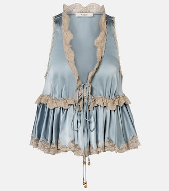 Lace-trimmed silk satin top | Chloé
