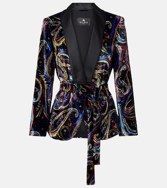 Belted velvet jacquard blazer | Etro