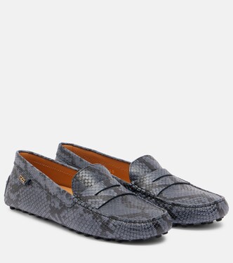 Gommino snake-effect leather driving shoes | Tod's