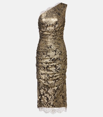 Floral one-shoulder lace midi dress | Dolce&Gabbana