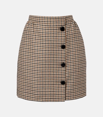 Houndstooth virgin wool miniskirt | Valentino