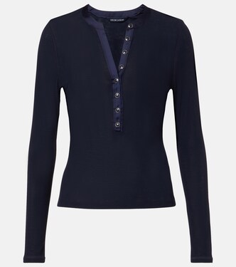 Drexler ribbed-knit Henley shirt | Veronica Beard