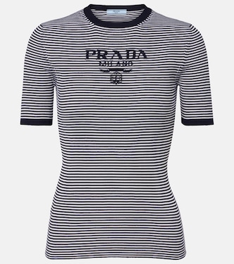 Logo striped silk sweater | Prada