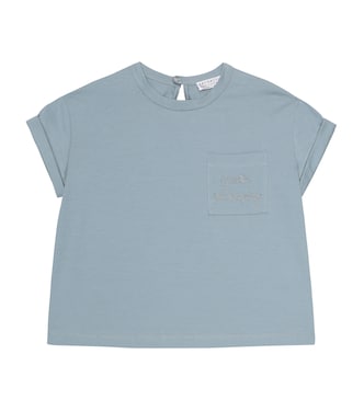 Camiseta de algodón bordada | Brunello Cucinelli Kids