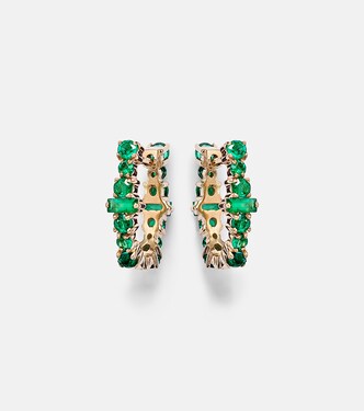 Orecchini a cerchio Rivulet in oro 18kt con smeraldi | Ileana Makri