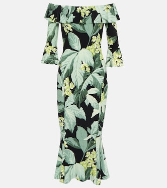 Robe midi imprimée à encolure bardot | Norma Kamali