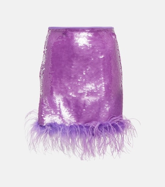 Mini-jupe à plumes et à sequins | Giuseppe di Morabito