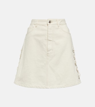 Falda de algodón y lino con tiro alto | Chloé