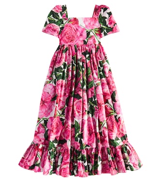 Abito in popeline di cotone con stampa | Dolce&Gabbana Kids