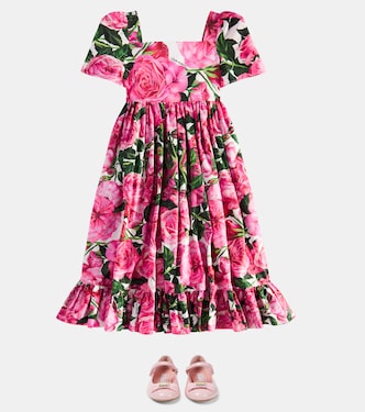 Robe en coton à fleurs | Dolce&Gabbana Kids