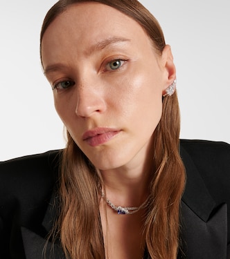 Boucles d'oreilles clip Y-Not en or blanc 18 ct et diamants | Yeprem