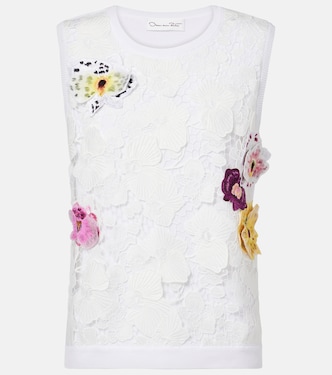 Top en coton mélangé à fleurs | Oscar de la Renta