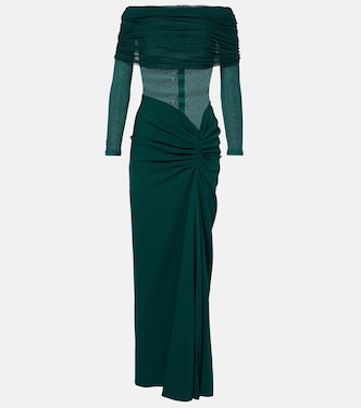 Sonora ruched silk tulle-trimmed maxi dress | Christopher Esber