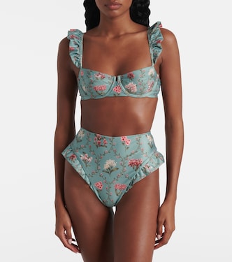 Kiwi floral ruffled bikini top | Agua by Agua Bendita