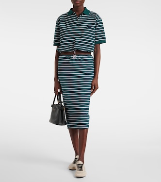 Polo cropped in cotone a righe | Prada
