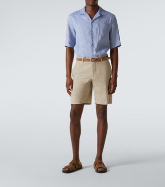 Shorts in cotone e lino a righe | Incotex