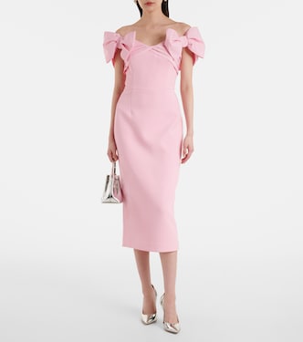 Isabella bow-detail crêpe midi dress | Rebecca Vallance