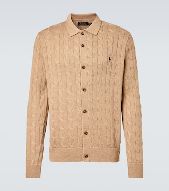 Cable-knit cotton polo cardigan | Polo Ralph Lauren