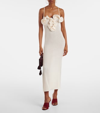 Floral-appliqué crêpe midi dress | Magda Butrym