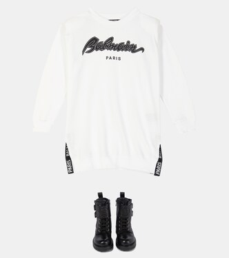 Vestido de algodón con logo | Balmain Kids