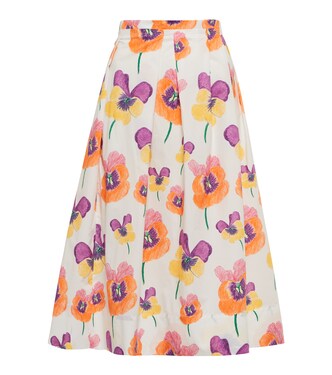 Falda midi en popelín de algodón floral | Marni