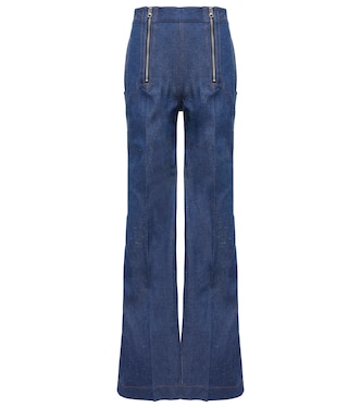 Jeans anchos de tiro alto con cremallera | Victoria Beckham