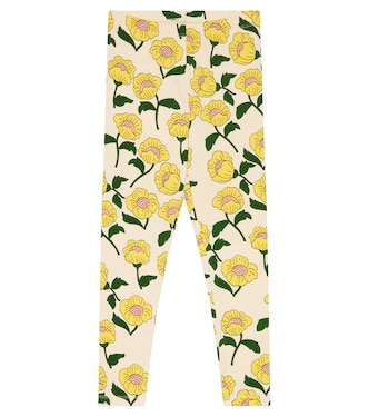Flowers cotton-blend jersey leggings | Mini Rodini