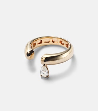 Anello Tube in oro 14 kt con diamanti | Rainbow K