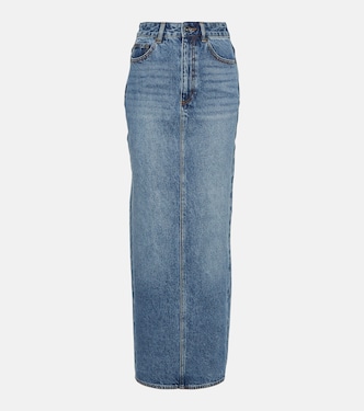 High-rise denim maxi skirt | Self-Portrait