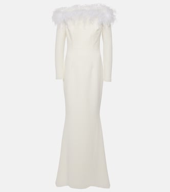 Bridal Starlana feather-trimmed crêpe gown | Safiyaa