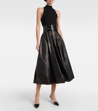 High-Rise-Midirock aus Leder | Alaïa