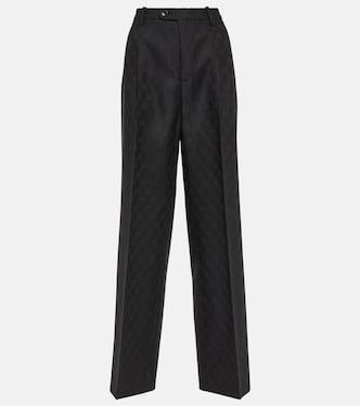 High-Rise-Hose GG aus Woll-Jacquard | Gucci