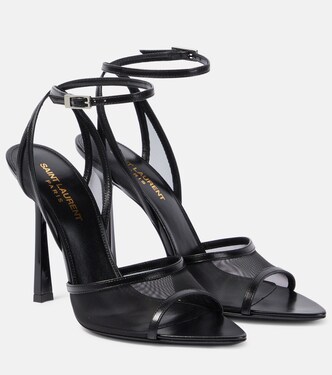 Missy 110 leather-trimmed mesh sandals | Saint Laurent
