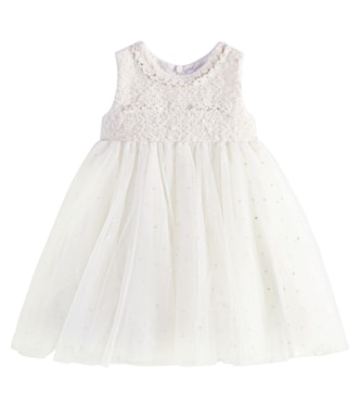 Baby - Abito in tulle e bouclé a pois | Monnalisa