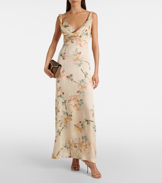 Vestido largo drapeado floral | Toteme