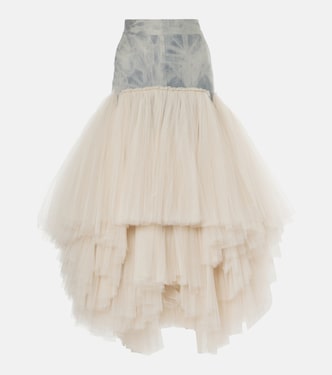 Gonna lunga Graceful in denim e tulle | Maticevski