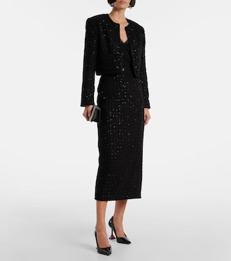Gonna lunga in bouclé con paillettes | Rotate