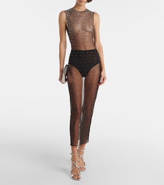 Abito midi Crew in mesh | Alex Perry