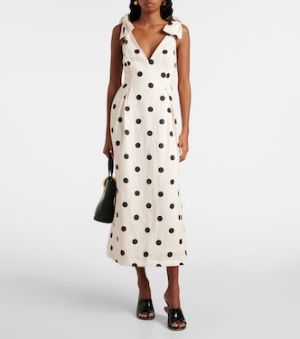 Abito midi in lino a pois con fiocco | Zimmermann