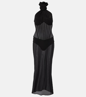 Floral-appliqué sheer cocktail dress | Magda Butrym