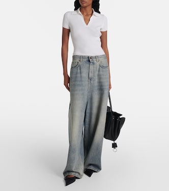 Polo in maglia di misto lana a coste | Balenciaga