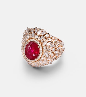 Dome 18kt rose gold ring with ruby and diamonds | Suzanne Kalan